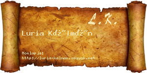 Luria Kálmán névjegykártya